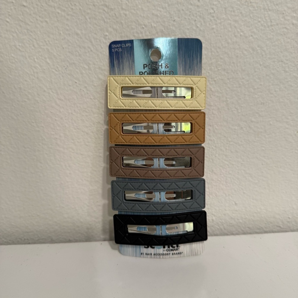 Scunci Conair Pack of 5 Neutral Snap Clips Hair Accessories
